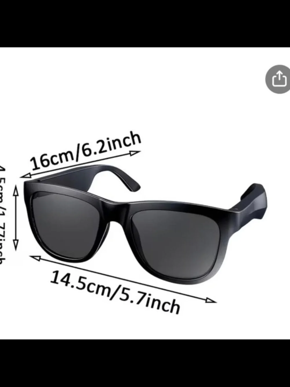 NIB Wireless Smart Audio Sunglasses Bluetooth Headset In Black